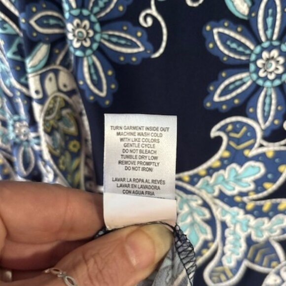 Robbie Bee 2XL Navy Side Tie Dress Paisley Scoop Sleeveless Maxi Boho Feminine - Picture 11 of 11